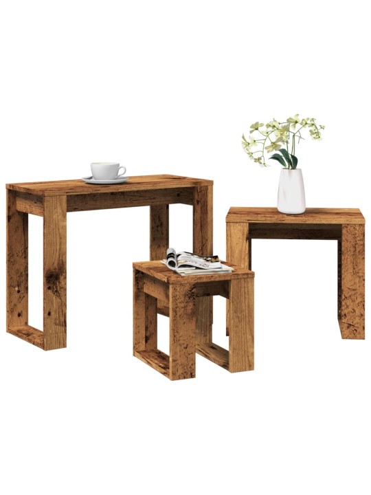 Hnízdové stolky 3 ks old wood kompozitní dřevo