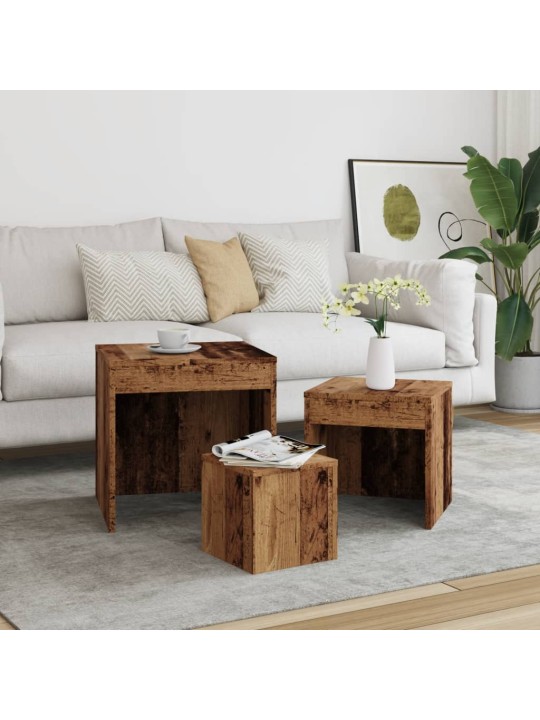 Hnízdové stolky 3 ks old wood kompozitní dřevo