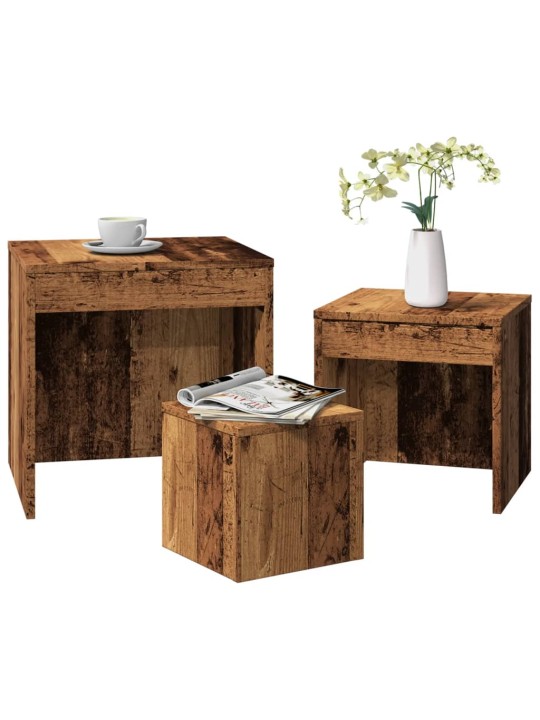 Hnízdové stolky 3 ks old wood kompozitní dřevo