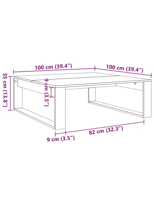 Konferenční stolek old wood 100 x 100 x 35 cm kompozitní dřevo