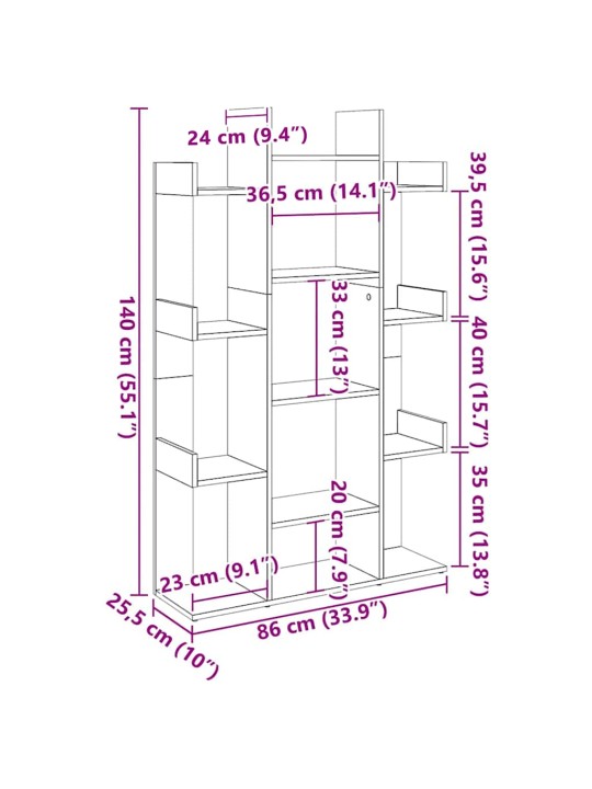 Knihovna dub artisan 86 x 25,5 x 140 cm kompozitní dřevo