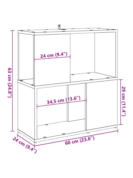 Knihovna dub artisan 60 x 24 x 63 cm kompozitní dřevo