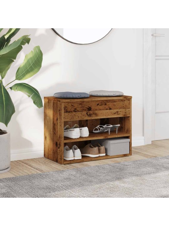 Lavice s botníkem old wood 60 x 30 x 45 cm kompozitní dřevo