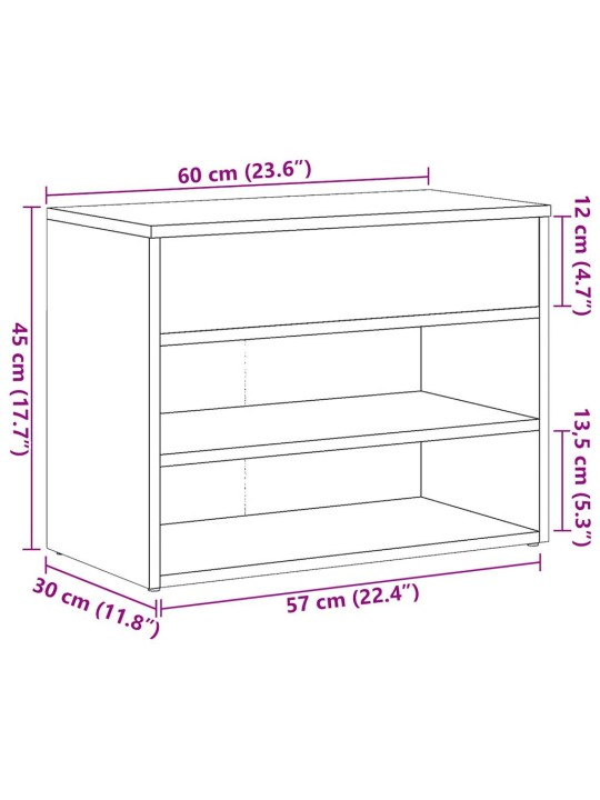 Lavice s botníkem old wood 60 x 30 x 45 cm kompozitní dřevo