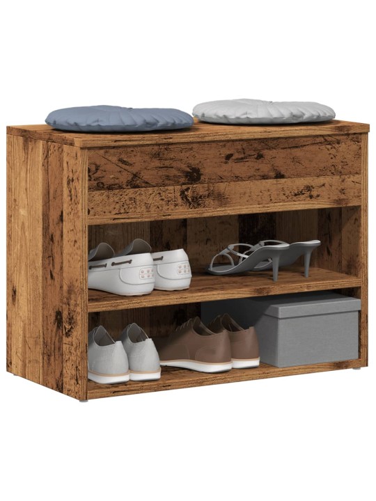 Lavice s botníkem old wood 60 x 30 x 45 cm kompozitní dřevo