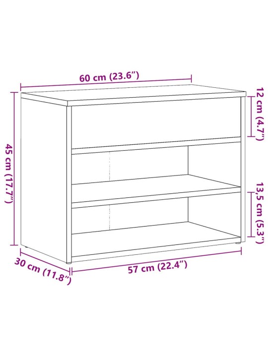 Lavice s botníkem dub artisan 60 x 30 x 45 cm kompozitní dřevo