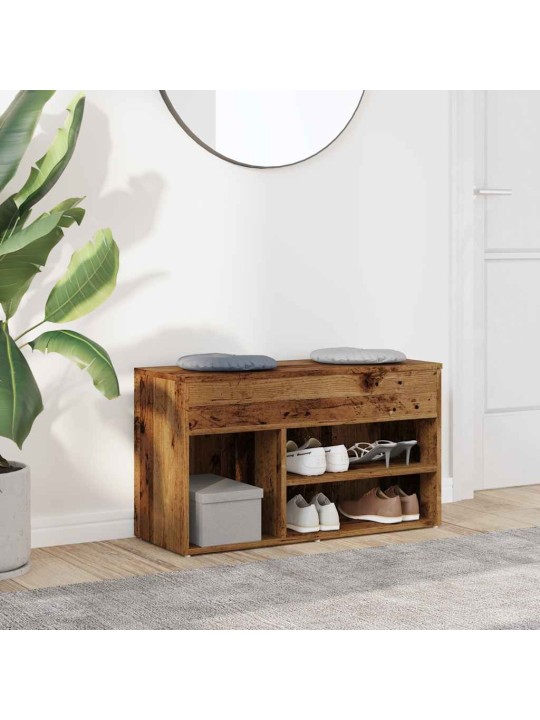Lavice s botníkem old wood 80 x 30 x 45 cm kompozitní dřevo
