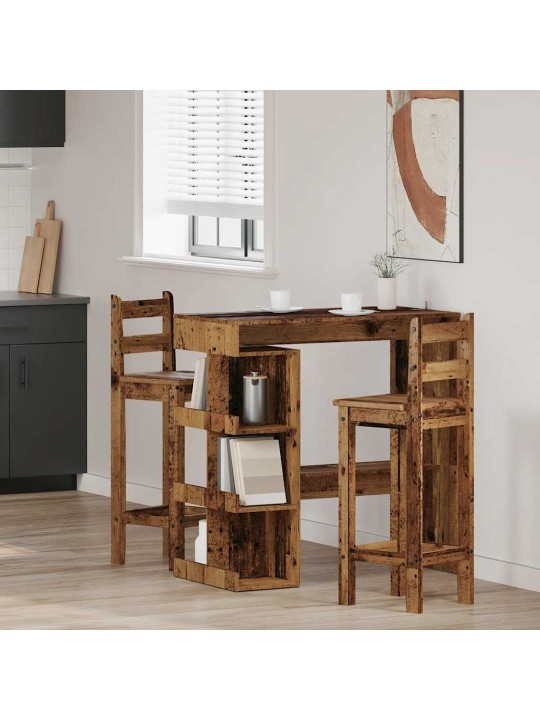 Barový stůl s úložným regálem old wood 100 x 48 x 101,5 cm