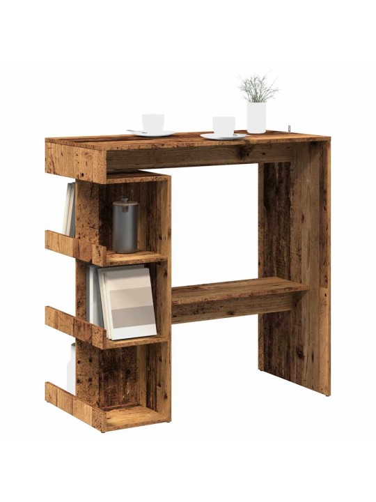 Barový stůl s úložným regálem old wood 100 x 48 x 101,5 cm
