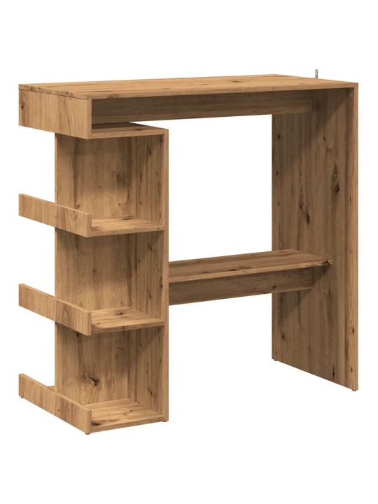 Barový stůl s úložným regálem šedý dub artisan 100x48x101,5 cm