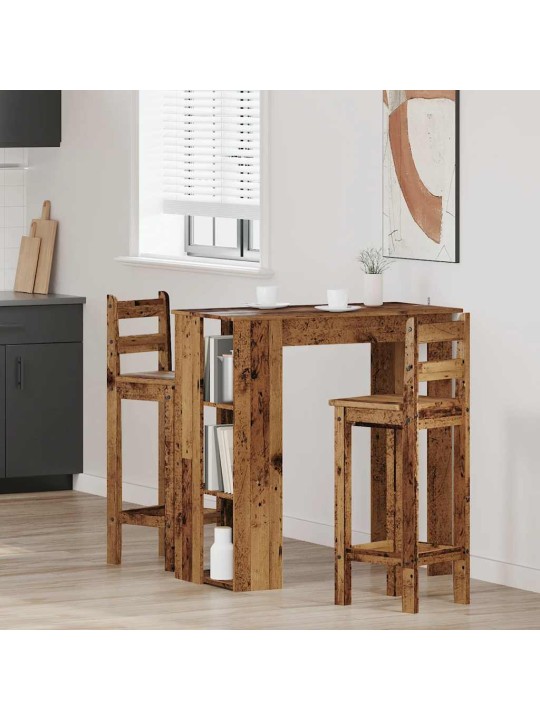 Barový stůl s regálem old wood 102x50x103,5 cm kompozitní dřevo