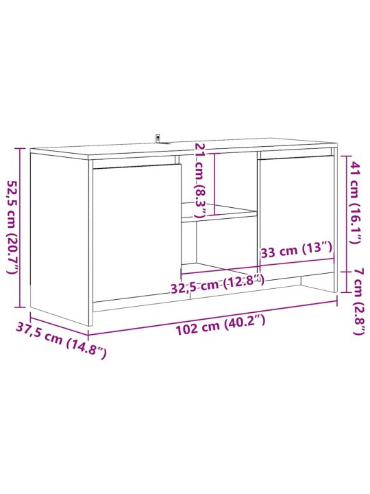Tv skříňka old wood 102 x 37,5 x 52,5 cm kompozitní dřevo