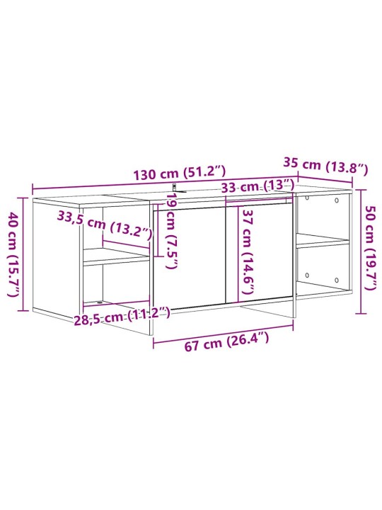Tv skříňka old wood 130 x 35 x 50 cm kompozitní dřevo