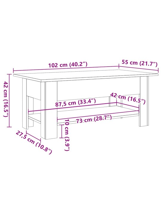 Konferenční stolek old wood 102 x 55 x 42 cm kompozitní dřevo