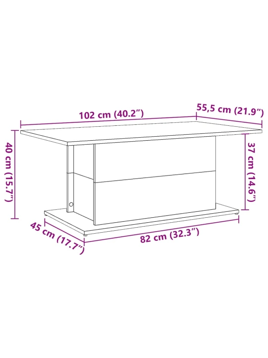 Konferenční stolek old wood 102 x 55,5 x 40 cm kompozitní dřevo