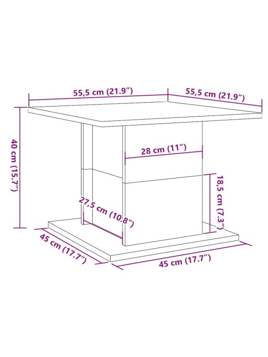 Konferenční stolek old wood 55,5x55,5x40 cm kompozitní dřevo