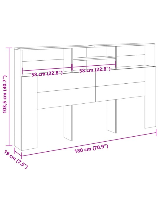 Čelo postele s úložným prostorem old wood 180 x 19 x 103,5 cm