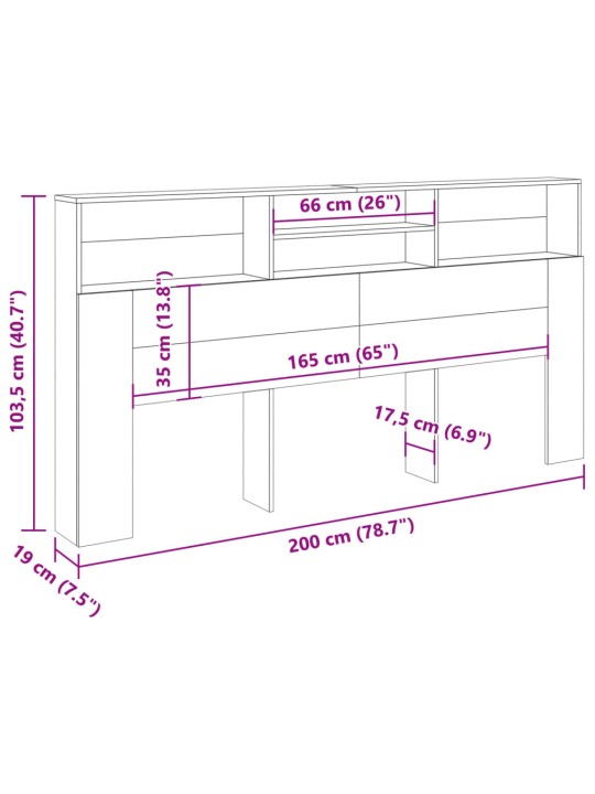 Čelo postele s úložným prostorem old wood 200 x 19 x 103,5 cm