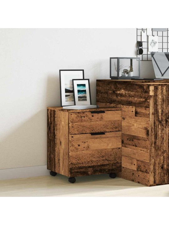 Mobilní kartotéka na kolečkách old wood 45x38x54 cm kompozit