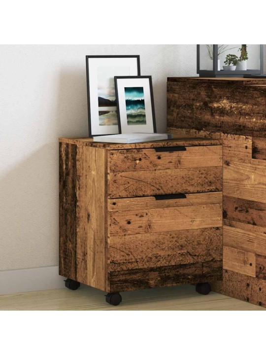 Mobilní kartotéka na kolečkách old wood 45x38x54 cm kompozit