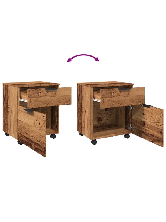 Mobilní kartotéka na kolečkách old wood 45x38x54 cm kompozit