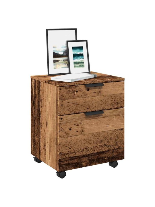 Mobilní kartotéka na kolečkách old wood 45x38x54 cm kompozit