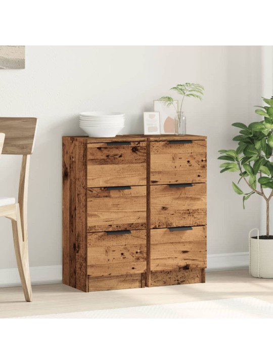 Příborníky 2 ks old wood 30 x 30 x 70 cm kompozitní dřevo