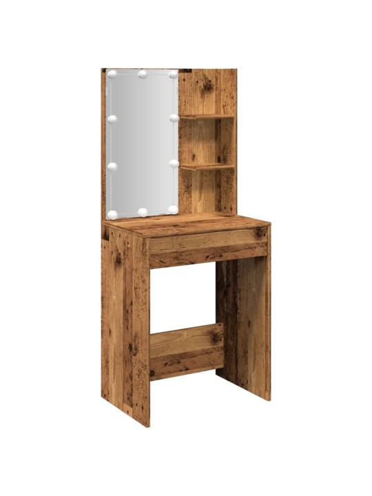 Toaletní stolek s LED old wood 60 x 40 x 140 cm