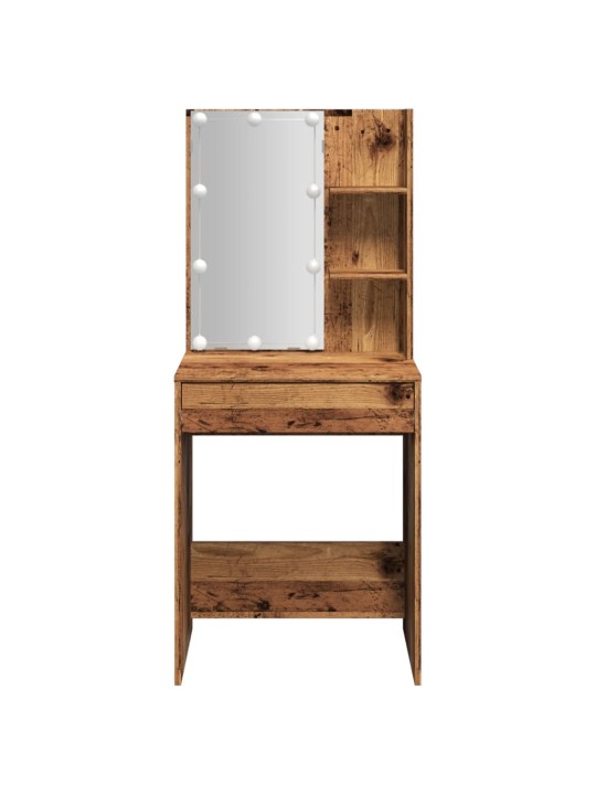 Toaletní stolek s LED old wood 60 x 40 x 140 cm