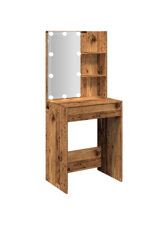 Toaletní stolek s LED old wood 60 x 40 x 140 cm