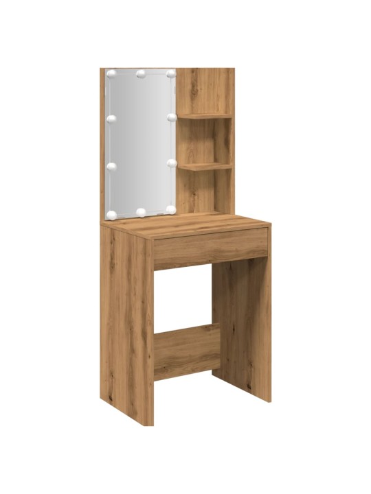 Toaletní stolek s LED dub artisan 60 x 40 x 140 cm