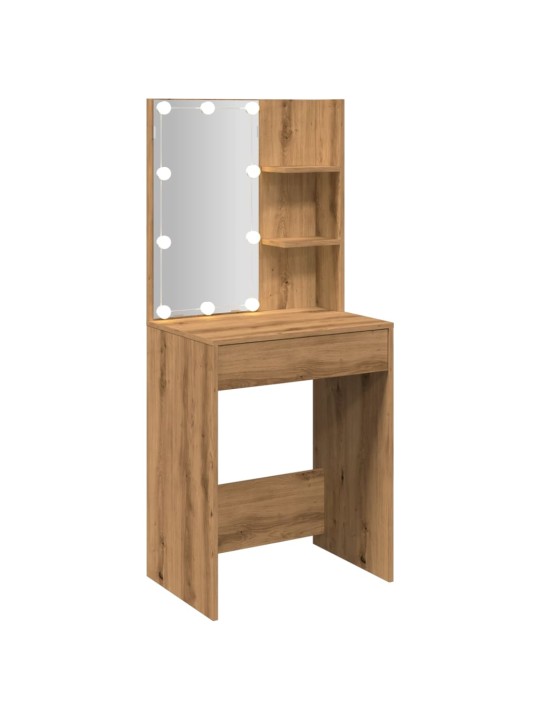 Toaletní stolek s LED dub artisan 60 x 40 x 140 cm