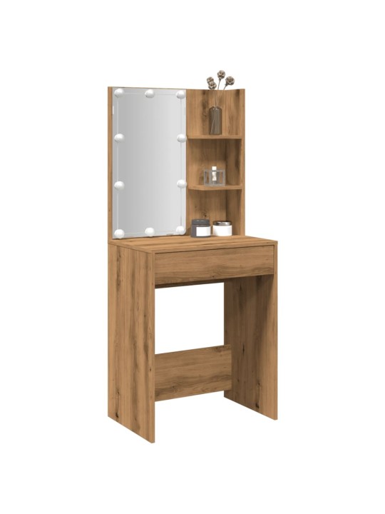 Toaletní stolek s LED dub artisan 60 x 40 x 140 cm