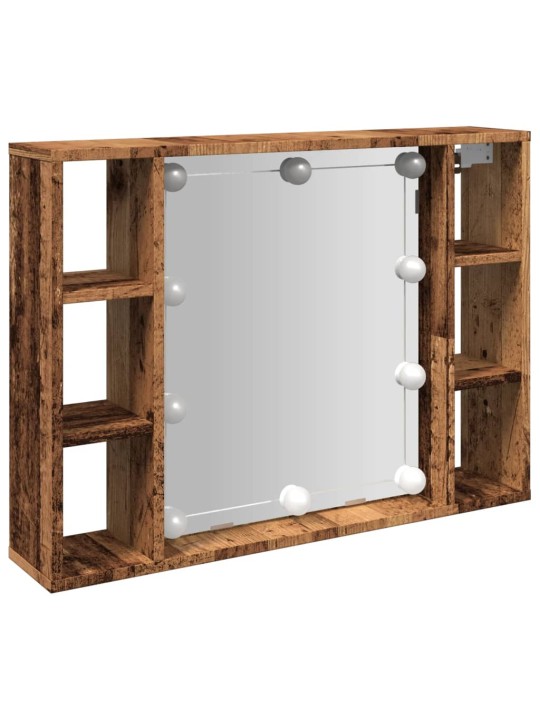 Zrcadlová skříňka s LED old wood 76x15x55 cm kompozitní dřevo