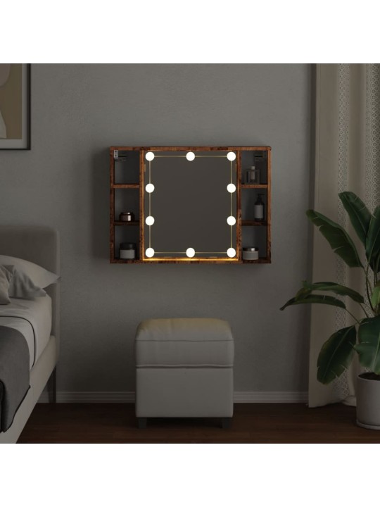 Zrcadlová skříňka s LED old wood 76x15x55 cm kompozitní dřevo