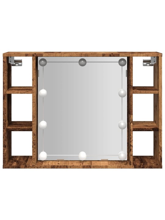 Zrcadlová skříňka s LED old wood 76x15x55 cm kompozitní dřevo