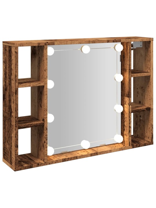 Zrcadlová skříňka s LED old wood 76x15x55 cm kompozitní dřevo