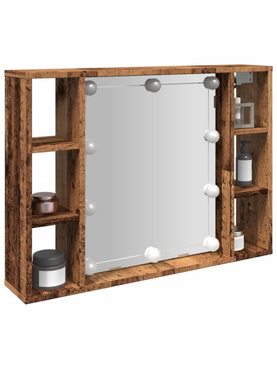 Zrcadlová skříňka s LED old wood 76x15x55 cm kompozitní dřevo