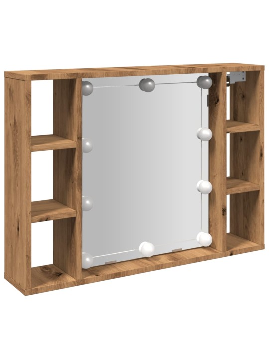 Zrcadlová skříňka s LED dub artisan 76 x 15 x 55 cm kompozit