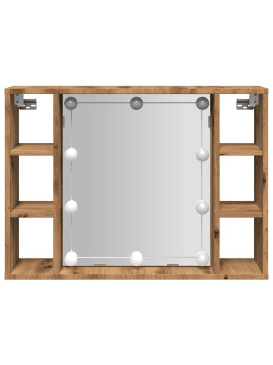Zrcadlová skříňka s LED dub artisan 76 x 15 x 55 cm kompozit