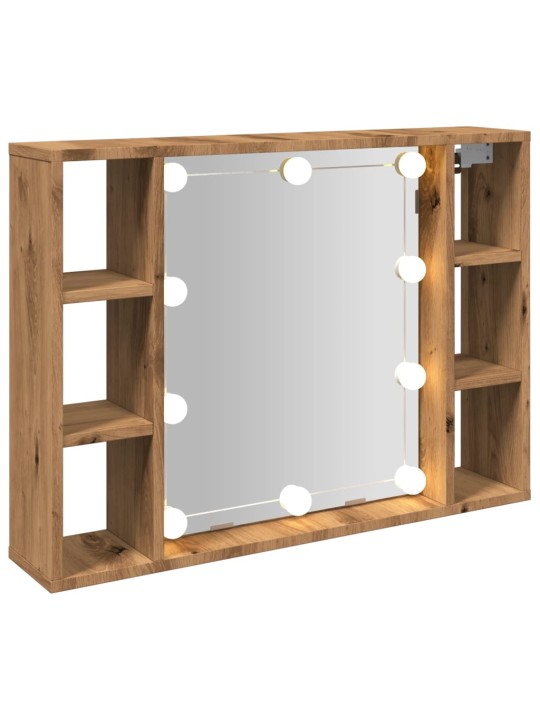 Zrcadlová skříňka s LED dub artisan 76 x 15 x 55 cm kompozit