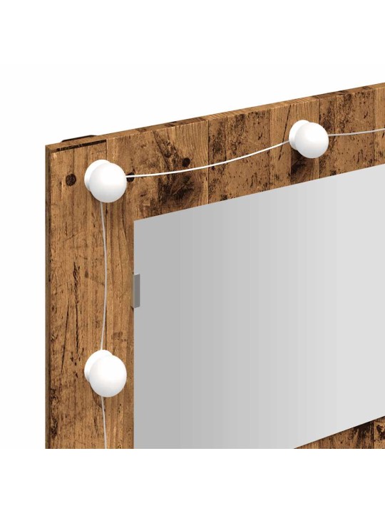 Zrcadlová skříňka s led starého dřeva 90 x 31,5 x 62 cm