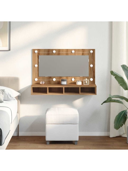 Zrcadlová skříňka s led dub artisan 90 x 31,5 x 62 cm