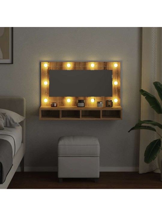 Zrcadlová skříňka s led dub artisan 90 x 31,5 x 62 cm