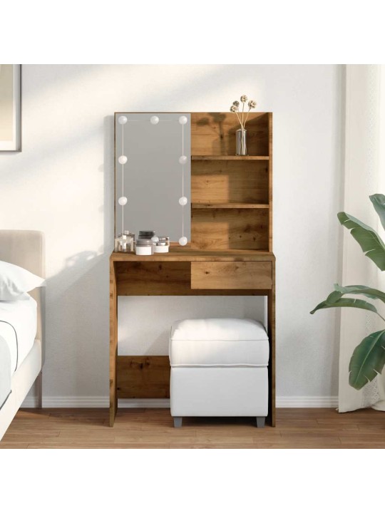 Toaletní stolek s led dub artisan 74,5x40x141 cm