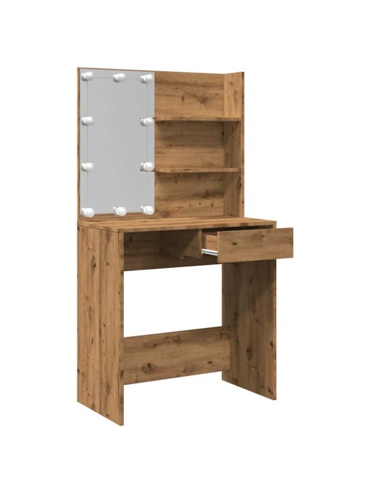 Toaletní stolek s led dub artisan 74,5x40x141 cm