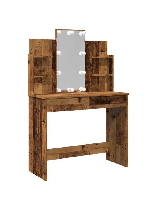 Toaletní stolek s led osvětlením old wood 96 x 40 x 142 cm