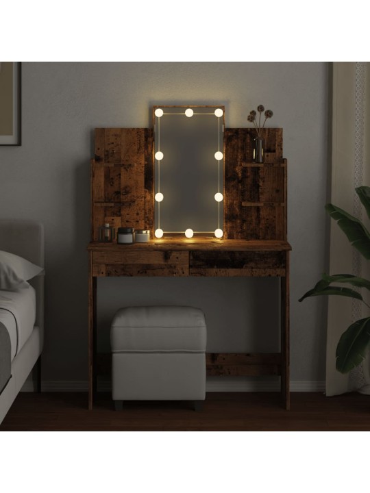 Toaletní stolek s led osvětlením old wood 96 x 40 x 142 cm