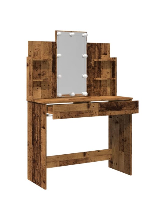 Toaletní stolek s led osvětlením old wood 96 x 40 x 142 cm