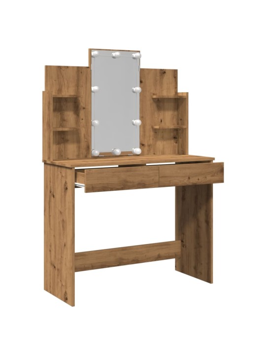 Toaletní stolek s led osvětlením dub artisan 96 x 40 x 142 cm